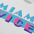 White-Blue-Pink - Side - Miami Vice Mens Logo T-Shirt