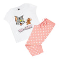 White-Pink - Front - Tom and Jerry Womens-Ladies Logo Long Pyjama Set