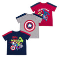 Multicoloured - Front - Marvel Avengers Boys T-Shirt (Pack of 3)