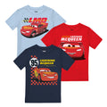 Red-Navy-Blue - Front - Cars Boys Lightning McQueen T-Shirt (Pack of 3)
