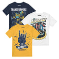 Navy-White-Yellow - Front - Transformers Boys Optimus Prime & Bumblebee T-Shirt (Pack of 3)