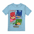 Light Blue - Front - PJ Masks Boys Comic Heroes T-Shirt