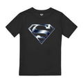 Black - Front - Superman Boys Chrome Logo T-Shirt