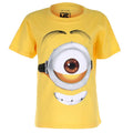Yellow - Front - Minions Boys Stuart Face T-Shirt