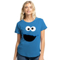 Sapphire Blue - Front - Sesame Street Womens-Ladies Cookie Monster Face T-Shirt