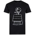 Black - Front - Peanuts Mens Snoopy Kennel T-Shirt