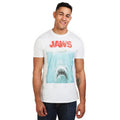 White-Blue-Red - Side - Jaws Mens Poster T-Shirt