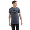 Dark Heather-Black - Side - Superman Mens Monochrome Cotton T-Shirt