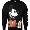 Black-White-Red - Front - Disney Womens-Ladies Mickey Mouse Sitting Sweatshirt