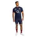 Navy Blue-White-Red - Pack Shot - Umbro Mens 23-24 Alternate England Rugby Replica Shorts