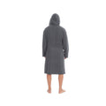 Grey - Back - Cargo Bay Mens Bonded Fleece Hooded Dressing Gown