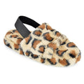 Brown - Front - Slumberzzz Childrens-Kids Leopard Quilted Backstrap Mule Slippers