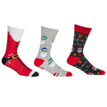 Black-Red - Front - Mens Cotton Rich Novelty Festive Socks (Pack Of 3)
