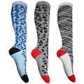 Blue-Grey-White - Front - Simply Essentials Womens-Ladies Animal Print Boot Socks (3 Pairs)