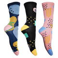 Blue-Yellow - Front - Panda Stick Womens-Ladies Bamboo Socks (Pack Of 3)