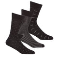 Charcoal - Front - Panda Stick Mens Stripes & Squares Bamboo Socks (Pack Of 3)