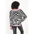 White-Pink - Back - Brave Soul Womens-Ladies Zebra Pattern Collared Jumper