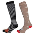 Charcoal-Beige - Front - Simply Essentials Womens-Ladies Dogs Welly Socks (Pack Of 2)