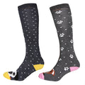 Grey-Charcoal - Front - Simply Essentials Womens-Ladies Dogs Welly Socks (Pack Of 2)