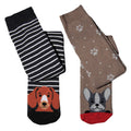 Charcoal-Beige - Back - Simply Essentials Womens-Ladies Dogs Welly Socks (Pack Of 2)
