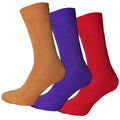 Mustard-Purple-Red - Front - Simply Essentials Mens Bamboo Socks (Pack Of 3)