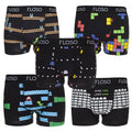 Black - Front - FLOSO Mens Retro Games Boxer Shorts (5 Pairs)