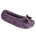 Purple - Front - Womens-Ladies Velour Ballet Slippers