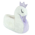 White-Lilac - Front - Childrens-Kids 3D Swan Slippers