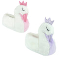 White-Lilac - Back - Childrens-Kids 3D Swan Slippers