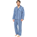 Blue - Front - Tom Franks Mens Striped Flannel Pyjama Set