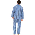 Blue - Back - Tom Franks Mens Striped Flannel Pyjama Set