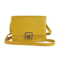 Mustard - Front - KS Brands Square Lock Crocodile Cross Body Bag