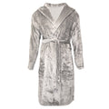 Grey - Front - Pierre Roche Mens Soft Touch Hooded Dressing Gown