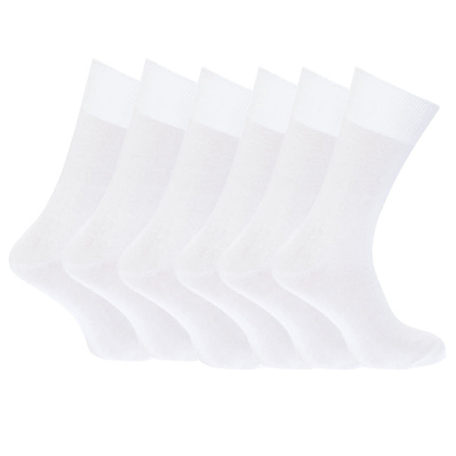 White - Back - FLOSO Womens-Ladies Plain 100% Cotton Socks (Pack Of 6)