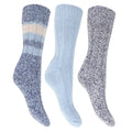 Blue - Front - FLOSO Ladies-Womens Thermal Thick Chunky Wool Blended Socks (Pack Of 3)