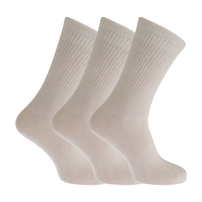 White - Front - Womens-Ladies Extra Wide Comfort Fit Diabetic Socks (3 Pairs)