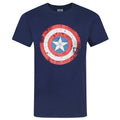 Front - Captain America Unisex Adults Distressed Shield Design T-Shirt