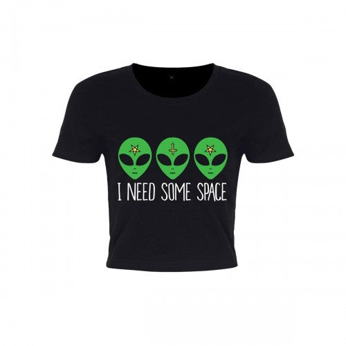 Front - Grindstore Ladies/Womens I Need Some Space Cosmic Alien Crop Top