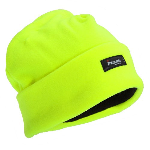 Front - FLOSO Mens Hi Vis Thinsulate Thermal Fleece Winter Beanie Hat (3M 40g)