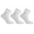 Front - Cottonique Childrens Girls Plain Lace Top Socks (Pack Of 3)