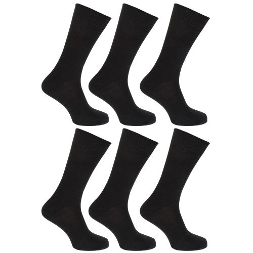 Front - FLOSO Mens Plain 100% Cotton Socks (Pack Of 6)