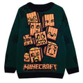 Front - Minecraft Boys Creeper Pumpkin Knitted Jumper
