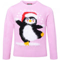 Front - Christmas Shop Childrens/Kids Eyelash Yarn Penguin Christmas Jumper (Pack of 2)