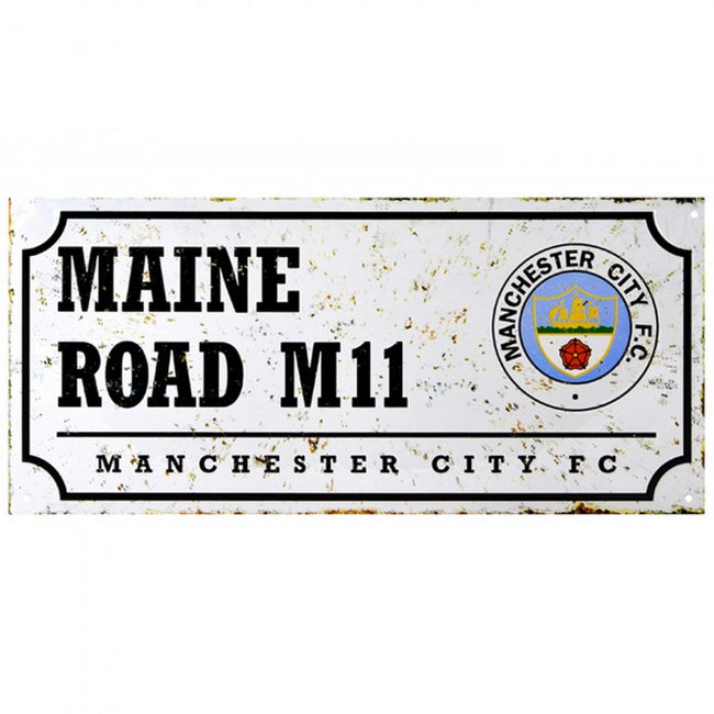Front - Manchester City FC Official Retro Football Crest Street Sign