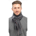 Front - Mens Colour Stripe Scarf With Fringe Edge
