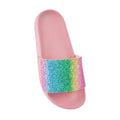 Front - Childrens Girls Rainbow Glitter Sliders