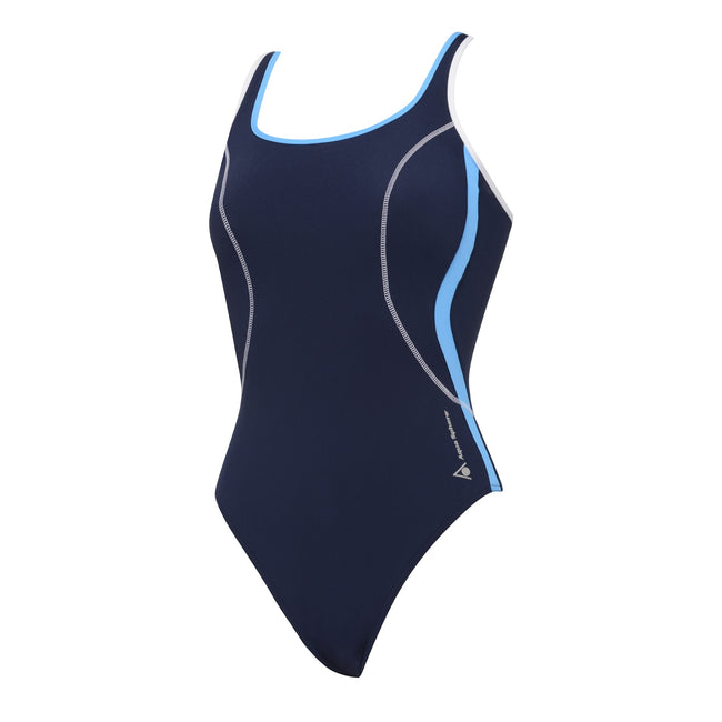 NAVY-BLUE - Front - Aqua Sphere Ladies-Womens Ursula Swimming Costume - Swimsuit