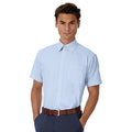 Oxford Blue - Side - B&C Mens Oxford Short Sleeve Shirt - Mens Shirts