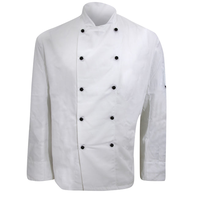 White - Front - Dennys Mens Lightweight Long Sleeve Chefs Jacket - Chefswear
