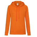 Orange - Front - Fruit Of The Loom Ladies Fitted Lightweight Hooded Sweatshirt - Hoodie (240 GSM)